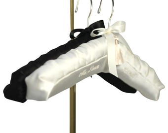 Personalized Bridal Hanger, Embroidered Satin Wedding Dress Hanger