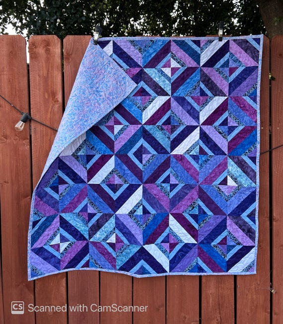Handmade Purple Diamonds Quilt 52" Square