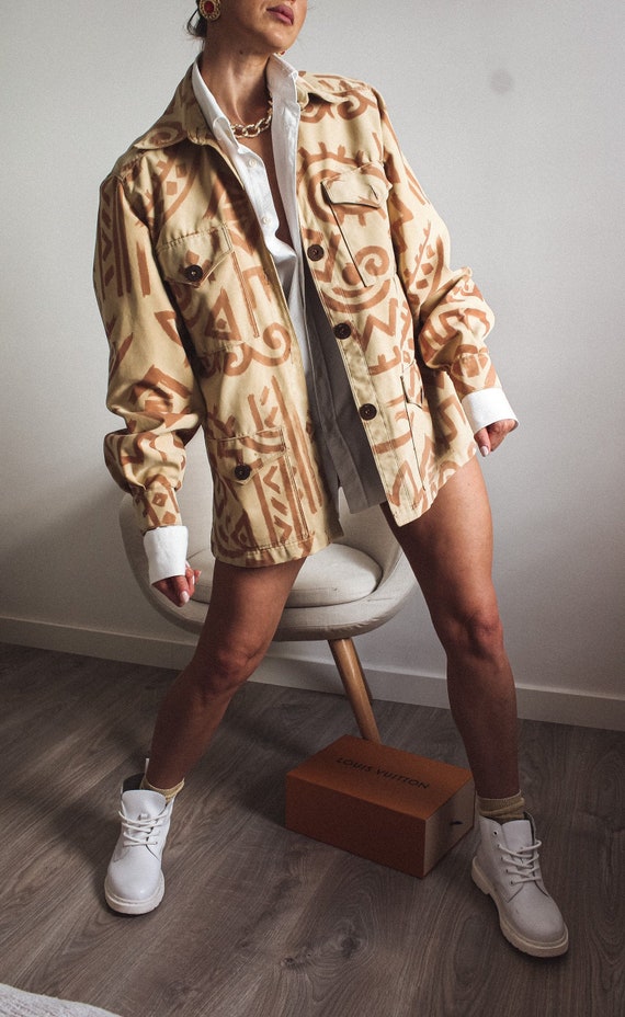 Vintage Raincoat Wind Military Jacket, Geometric O