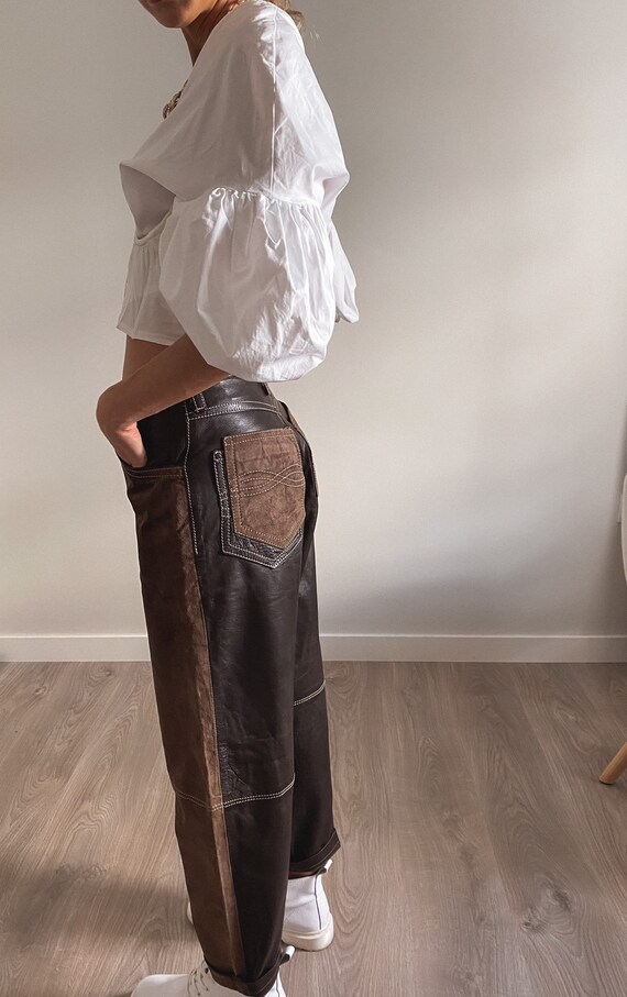 Vintage Leather Pants, High Waisted Suede Pants, W