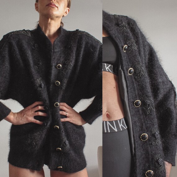 black angora cardigan