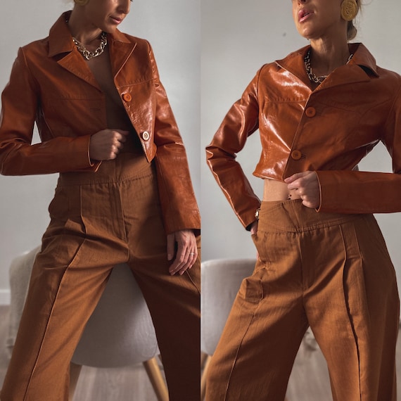 Crop Leather Blazer
