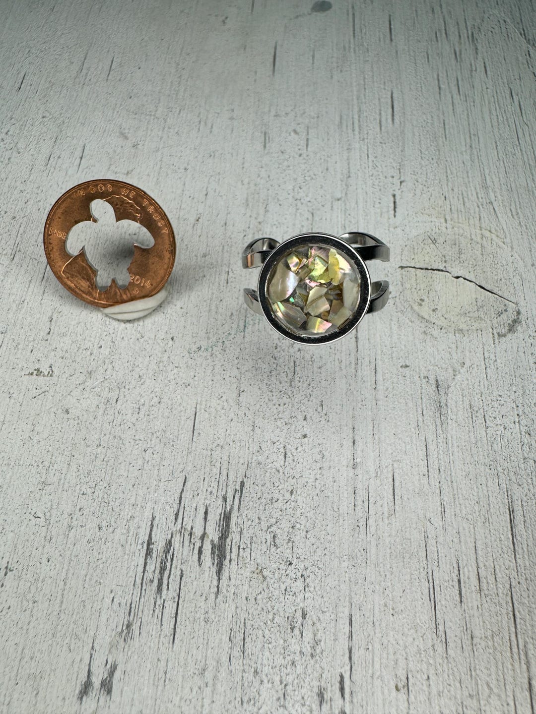 Abalone Ring, Crushed Abalone Ring, Inlay Ring, Stainess Steel Ring ...