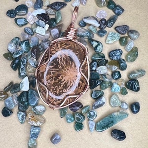 Wire Wrapped Pendant - Chrysanthemum Stone