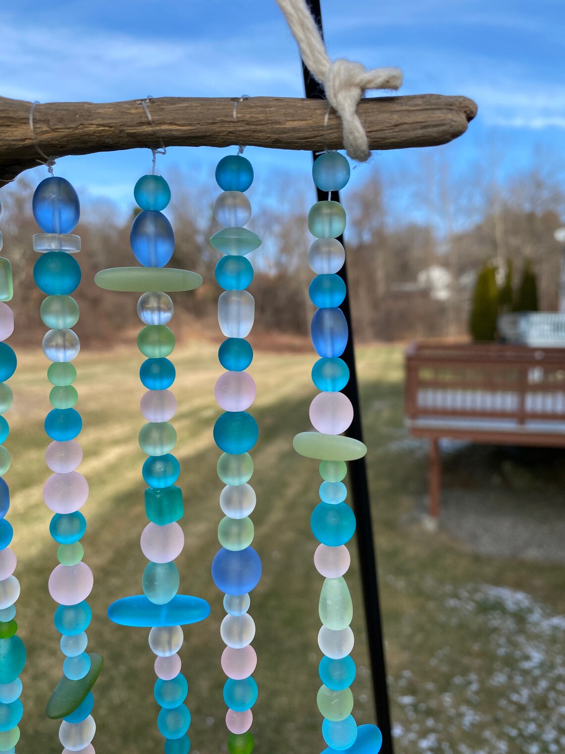 All Natural Driftwood Glass Bead Wall Hanging Handmade Decor Etsy