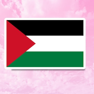 Puede incluir: Una bandera palestina con un triángulo rojo, rayas horizontales negras, blancas y verdes.