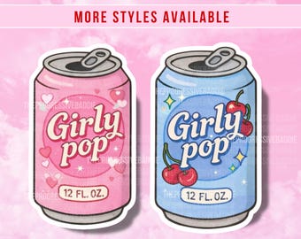 Girly Pop Sticker, Girly Stickers for Tumblers, Holographic, Water Resistant Coquette Decals, Soda Can Sticker, Beverage, Cute Journal Decal