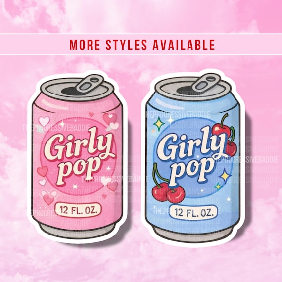 Girly Pop Sticker, Girly Stickers for Tumblers, Holographic, Water Resistant Coquette Decals, Soda Can Sticker, Beverage, Cute Journal Decal