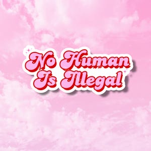 No Human is Illegal Sticker, Immigrant Sticker,Holographic Decal, Water Resistant Vinyl, Chinga La Migra, No Human is Illegal on Stolen Land