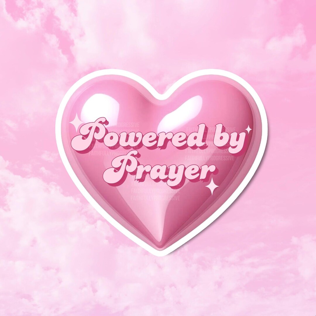 Powered by Prayer Sticker, Pink Religious Stickers, Girly Christian ...