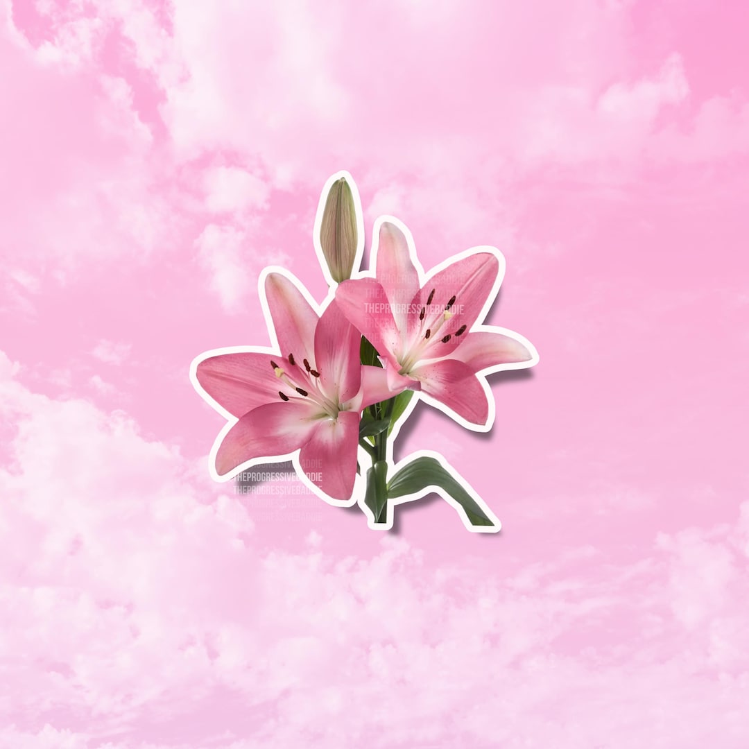 Lily Sticker Tiger Lily Flower Sticker, Pink Flower Stickers, Holographic Flower ...