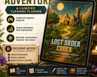 Gamified Cleaning Planner PDF, Interactive Declutter System for Home Organization with XP & Final Unlockable Content