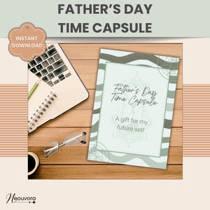 Cápsula del Tiempo Imprimible para el Día del Padre / Recuerdo para Papá / Carta a mi Futuro / Regalo de Descarga Digital