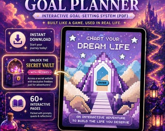 Interactive Pixel Art Digital Planner – Gamified RPG Journal for Goals, Self Development, Reflection & Creative Planning PDF