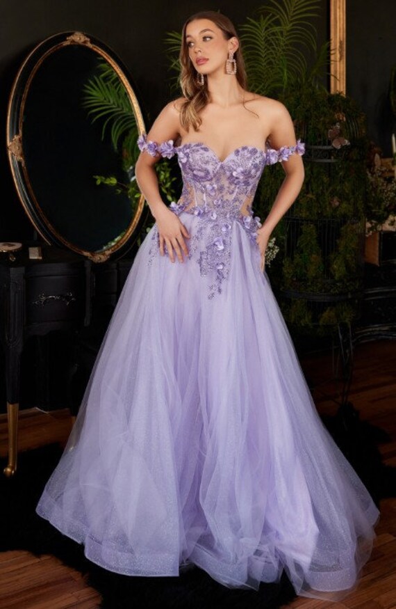 Floral Applique Strapless Gown by Cinderella Divine G1024 – ABC Fashion