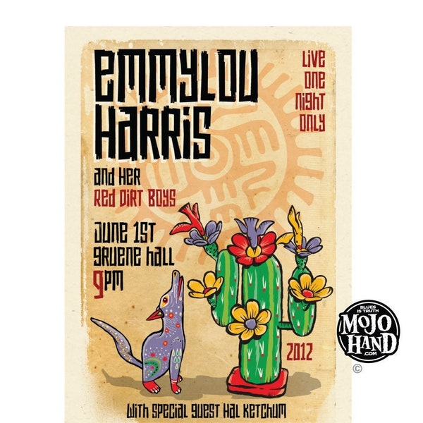 Emmylou Harris concert poster - 2012- 12"x18" signed by the artist