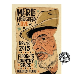 Merle Haggard concert poster - 2015- 12&quot;x18&quot; signed by the artist