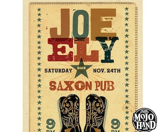 Joe Ely Konzertplakat - 2018- 12 "x 18" signiert vom Plakatkünstler