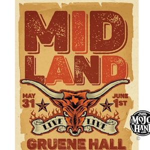 Midland concert poster - 2018- 12&quot;x18&quot; signed by the poster artist