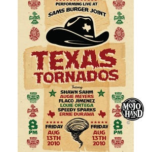 Texas Tornados concert poster - 2010 - San Antonio, Texas - 12&quot;x18&quot; signed by the artist