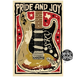 Stevie Ray Vaughan Blues folk art tribute poster - 12&quot;x18&quot; signed by the artist
