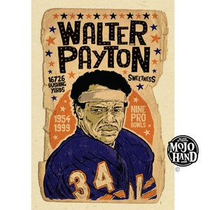 Walter Payton Chicago Bears cartel tributo al fútbol / impresión de arte - 12 "x18" firmado por el artista