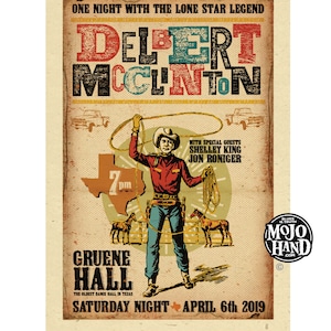Delbert McClinton concert poster - 2019- 12"x18" signed by the artist