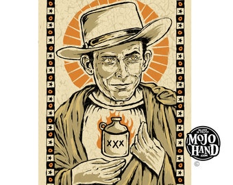 Hank Williams sanctified folk art tribute poster - 12"x18" signed by the artist