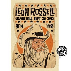 Leon Russell concert poster - 2015- 12"x18" signed by the artist