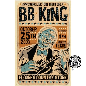 BB King Blues folk art Concert poster - 12&quot;x18&quot; signed by the artist