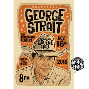 George Strait concert poster - 2016- 12"x18" signed by the artist