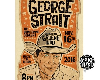 George Strait concert poster - 2016- 12&quot;x18&quot; signed by the artist