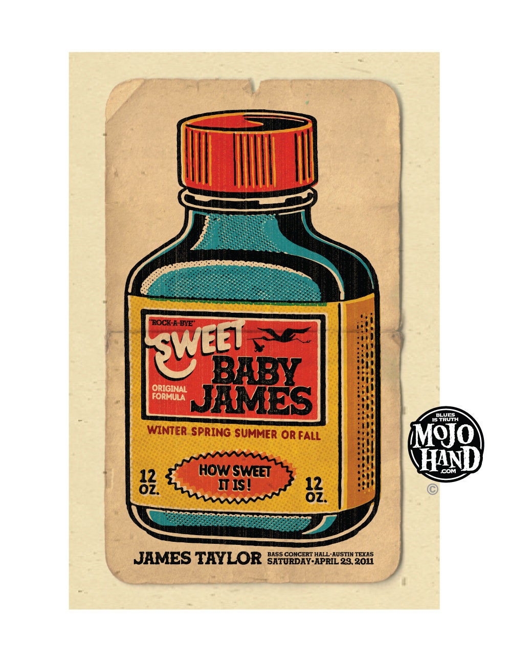 James Taylor concert poster - 2011- 12"x18" signed by the poster artist