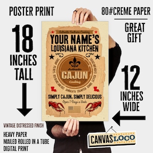 Personalized Louisiana Cajun Kitchen paper poster - 12"x18" size - the finest "your name" gifts