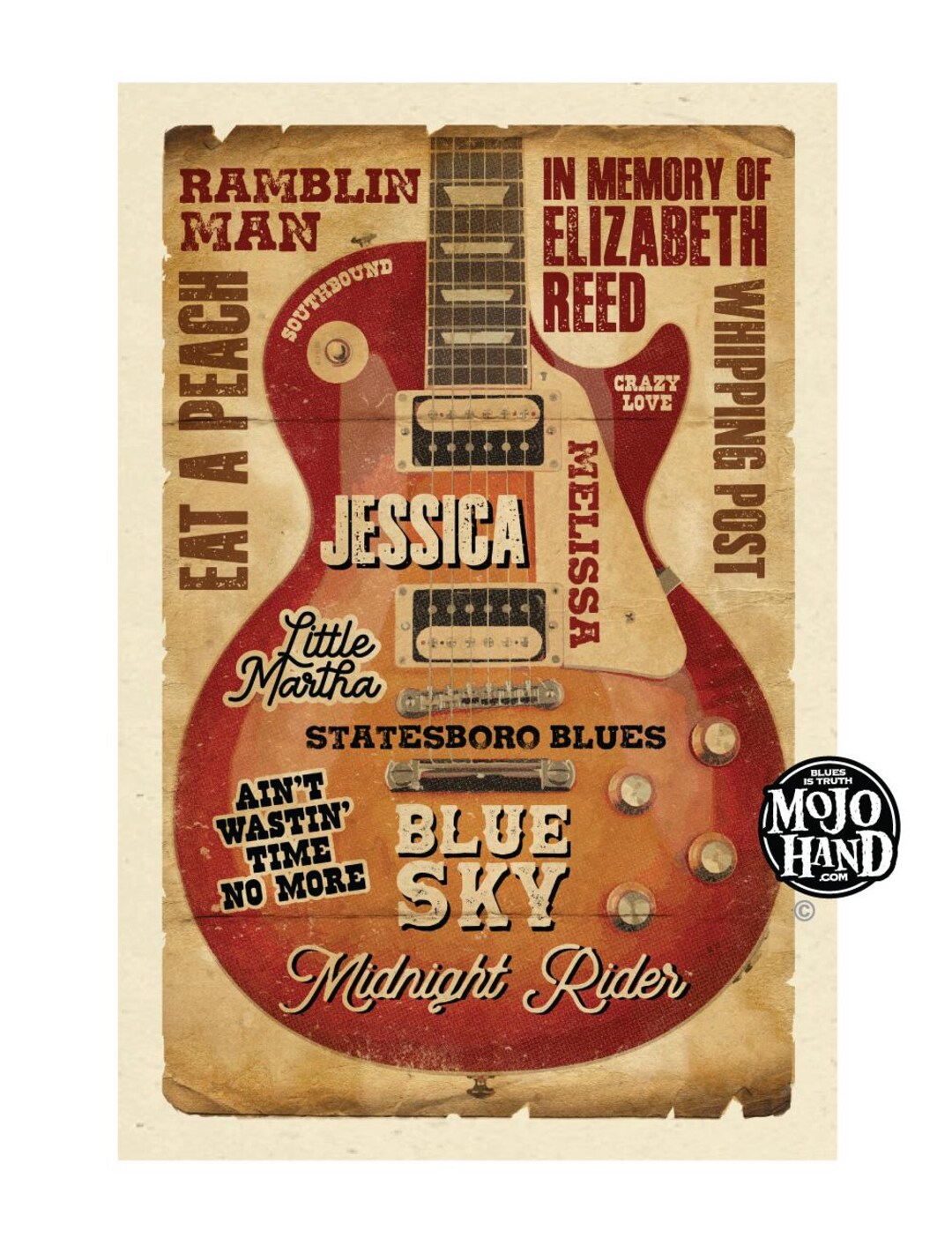Allman Brothers Guitar Tribute Poster - 12