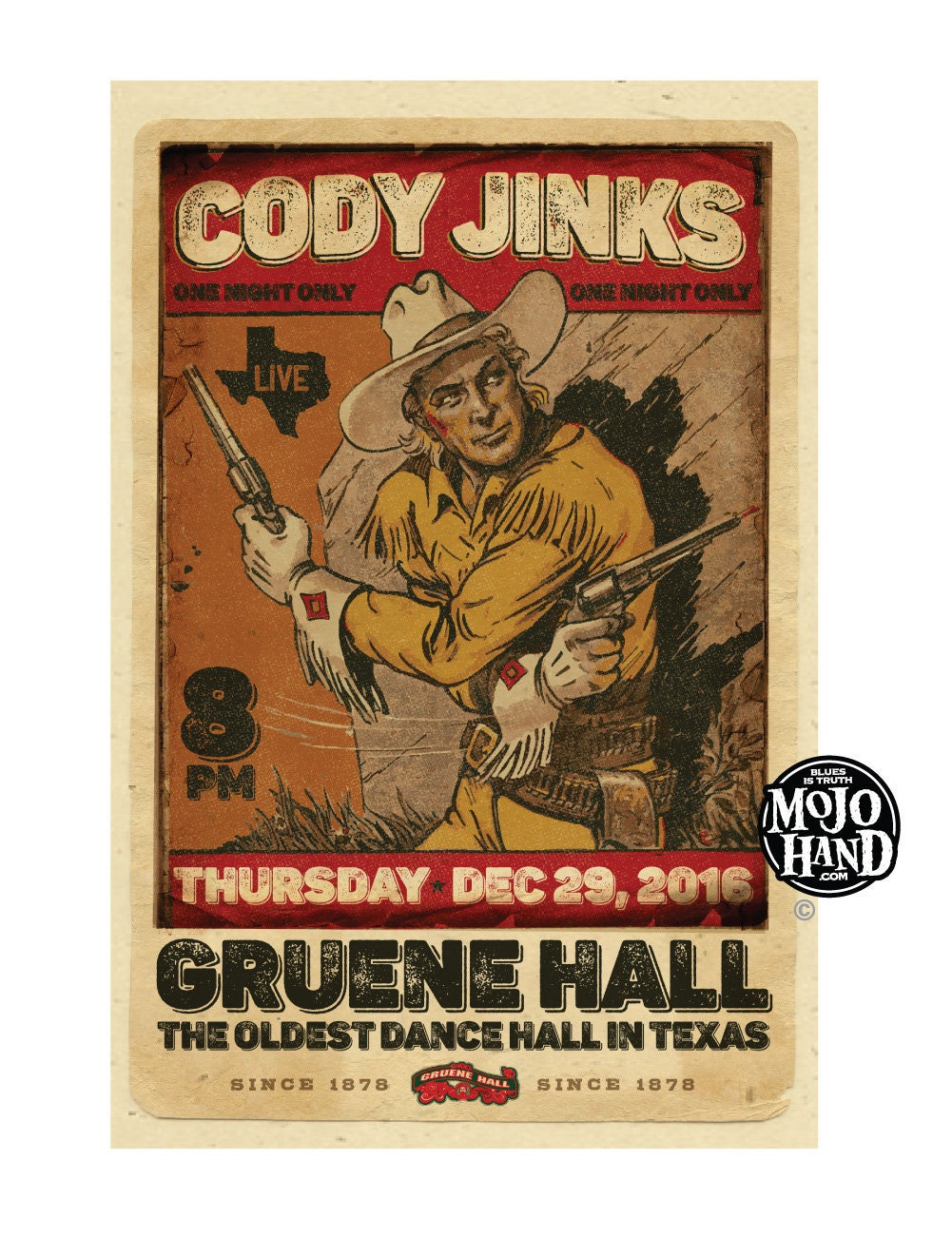Cody Jinks Concert Poster - 2016- 12