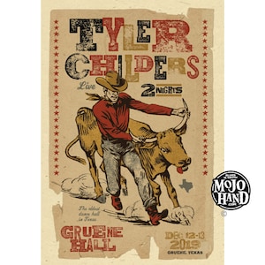 Póster del concierto de Tyler Childers - 2019 - 12 x 18 pulg. firmado por el artista