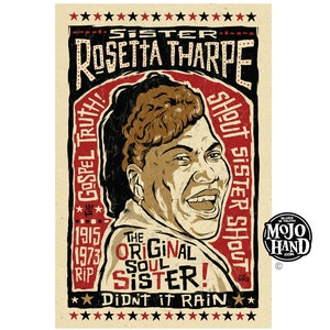 Sister Rosetta Tharpe Blues / gospel folk art tribute poster - 12&quot;x18&quot; signed by the artist