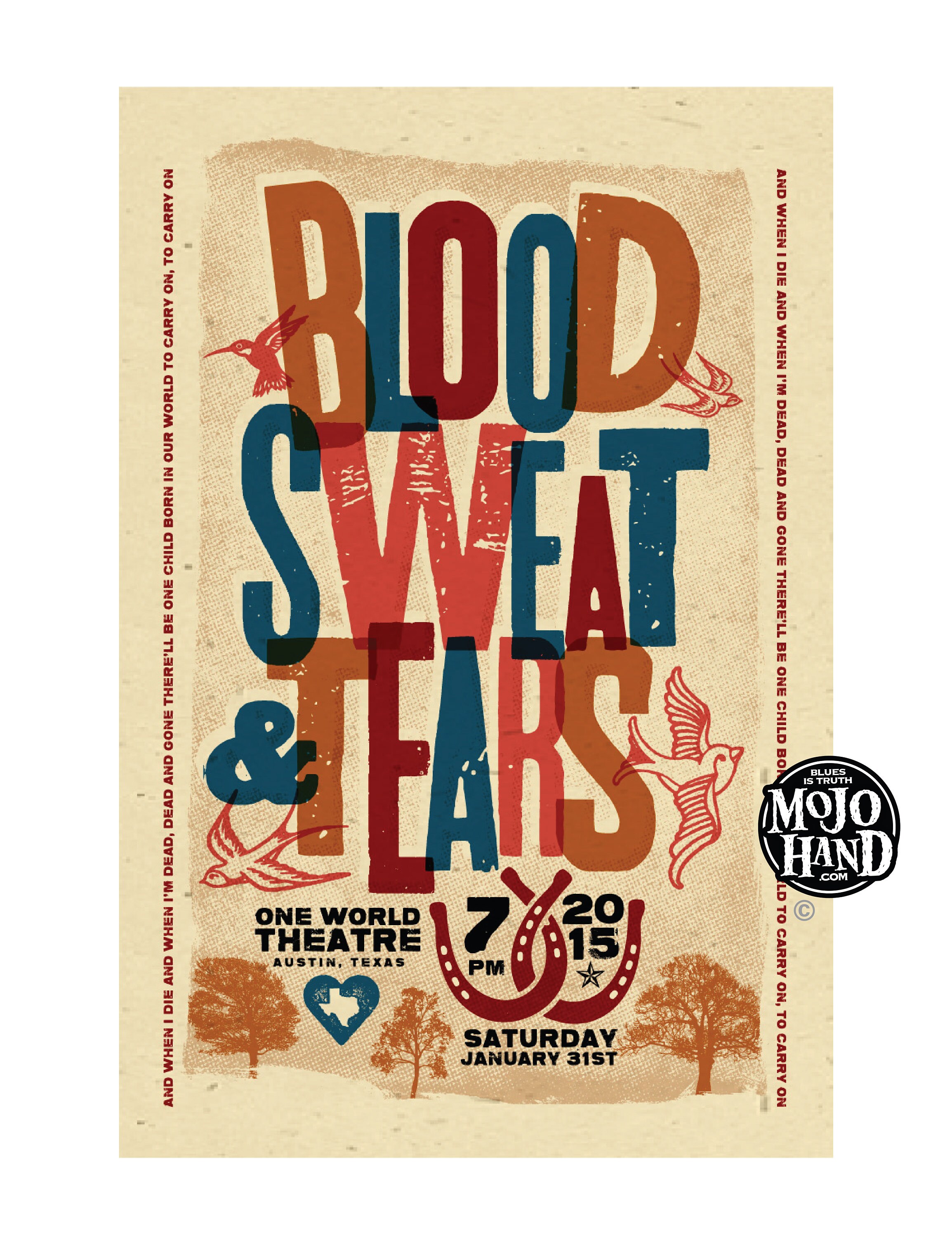 Blood Sweat & Tears コンサートポスター - 2015 - テキサス公演 