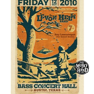 Levon Helm Band concert poster - 2010- 12&quot;x18&quot; signed by the poster artist