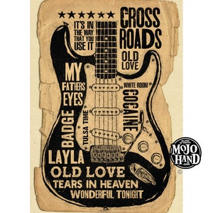 Eric Clapton Guitar Tribute Poster - 12&quot;x18&quot; signiert vom Poster Künstler
