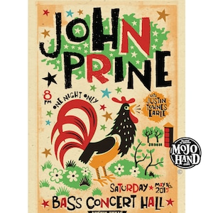 John Prine concert poster - 2015- 12"x18" signed by the artist