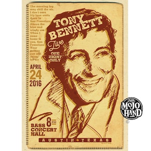 TONY BENNETT concert poster - 2016- 12"x18" signed by the poster artist