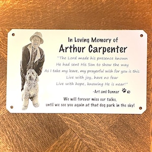 Memorial Plaque with PHOTO - Various sizes and colours - message us for a custom size if you do not see it on drop down list