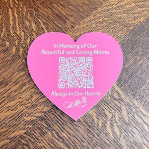 Heart Shape Plaque with QR Code | Pink Acrylic Sign