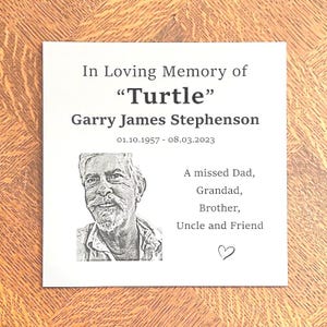 Memorial Plaque with PHOTO - 10x10cm/3.95x3.95inch - Various Square shaped in Silver, Gold or Copper Colour - message us for a custom size