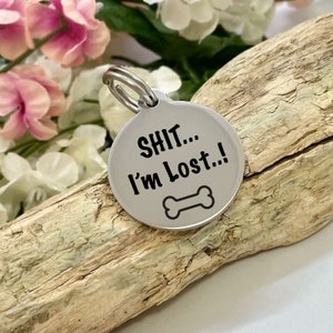 Dog ID tag Pet id tag cat id tag Pet id tags Circle shape PERSONALISED with your own words
