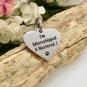 Dog ID tag Pet id tag cat id tag Pet id tags Heart shape PERSONALISED with your own words