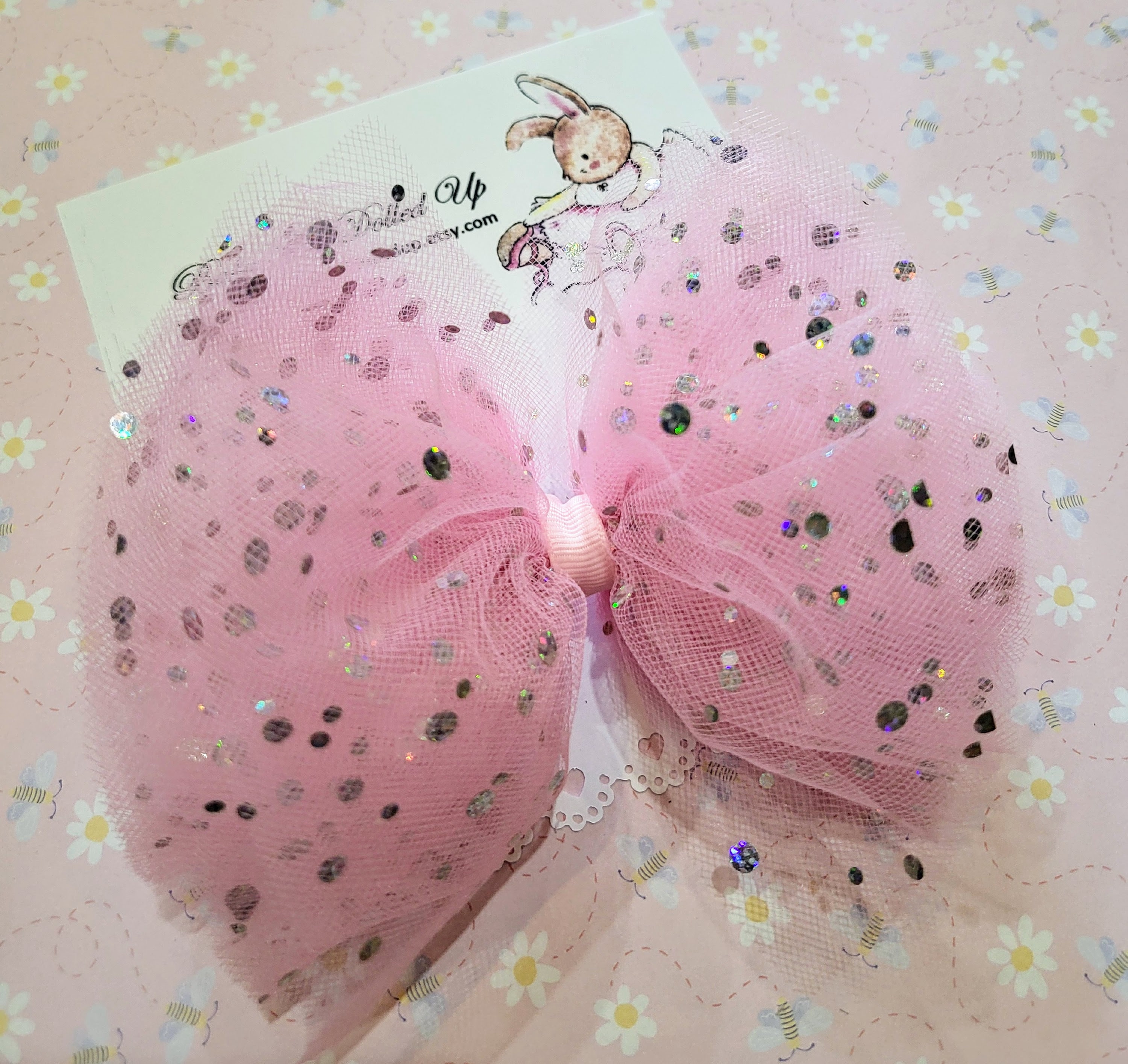 Large 6" Pink Sparkle Tulle Bow on Headband or Metal Clip. - Etsy