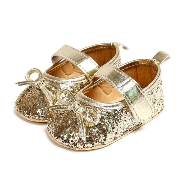infant girl gold shoes